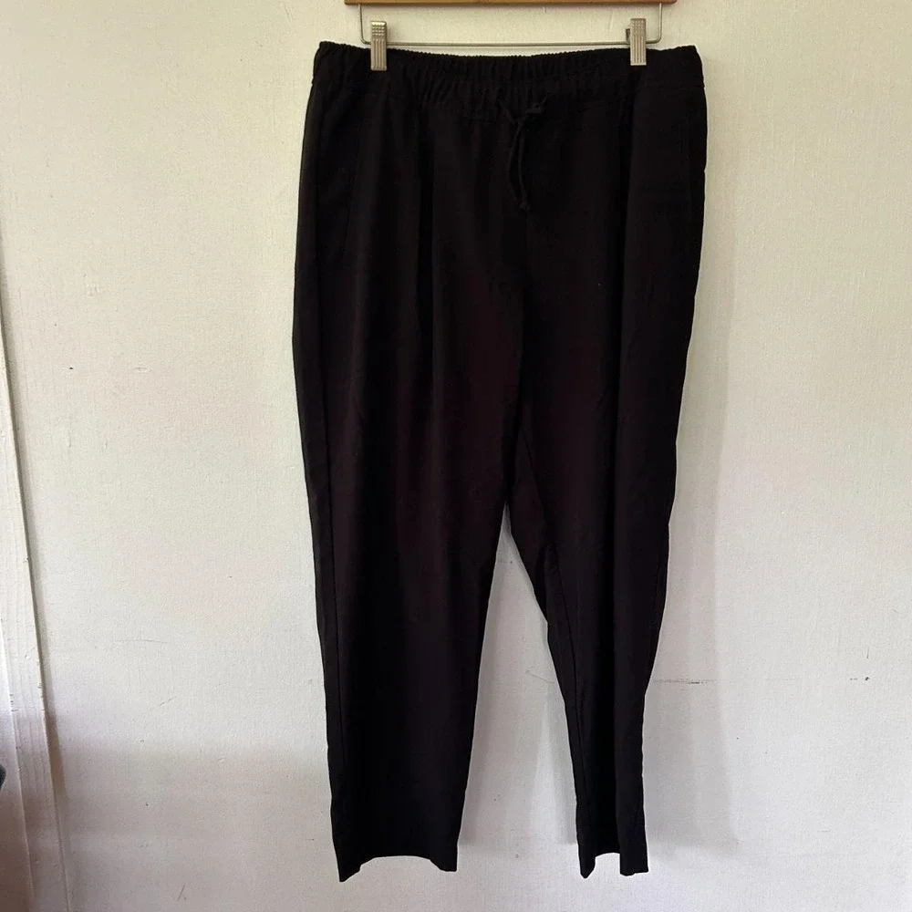 Old Navy High Rise Billie Pants Womens Large Black Pockets Tie Waist Minimalist